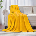 JIAHANNHA Mustard Yellow Throw Blanket Fleece Blanket 50"x60",Super Soft Cozy Plush Throw Blanket for Couch Sofa Bed,Warm and Lightweight Bed Blankets for Adults