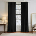 PONY DANCE Black Curtain Panels - 42 Wide by 90 Long, Black Room Darkening Floor Length Window Curtains for Living Room/Bedroom with Back Tab Slot Top Home Decor Draperies, 2 PCs