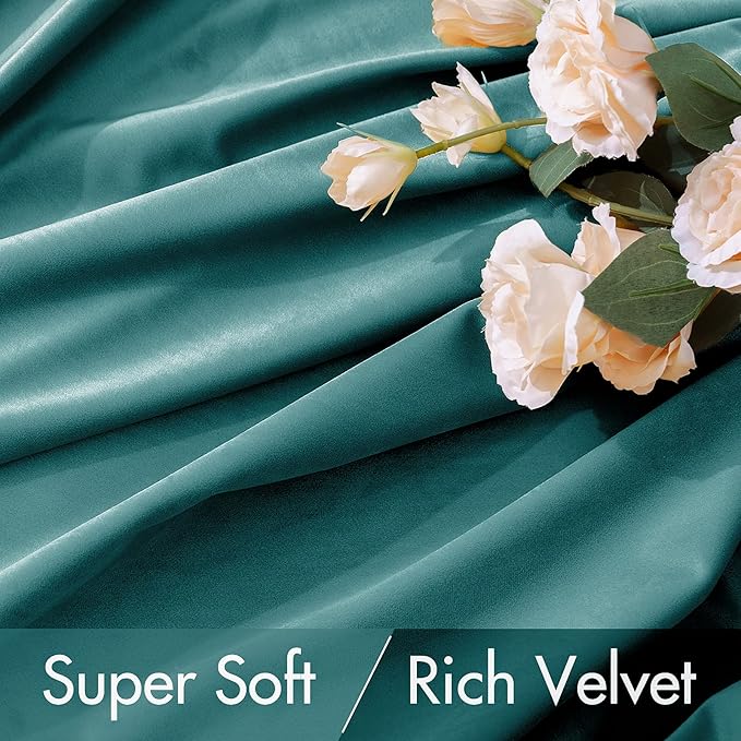 MIULEE Teal Velvet Curtains 84 inches 2 Panels - Luxury Blackout Curtains for Bedroom Living Room Thermal Insulated Super Soft Window Drapes Rod Pocket & Back Tab, W52 x L84 inches