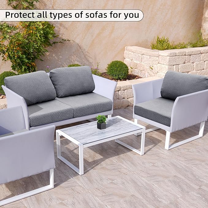 Outdoor Cushion Covers Set,8PCS Patio Furniture Couch Seat Slipcovers, Replacement for Sofa Sectional Chair(Cover，Only)