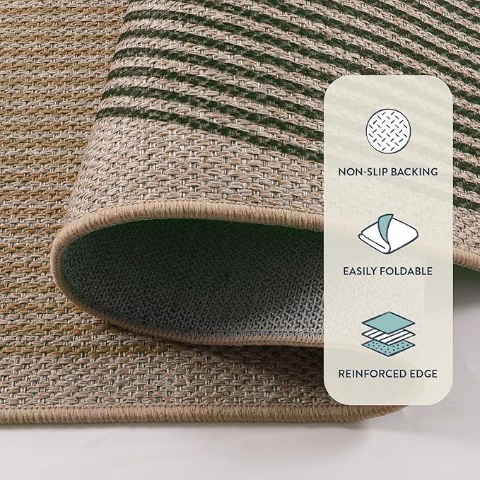 Lahome Enfys Modern Rainbow Easy Jute Rug, 2x8 Hallway Runner Washable Rugs for Entryway Farmhouse Kitchen Rug, Non Slip Indoor Outdoor Carpet Contemporary Throw Door Mat for Bedroom Porch