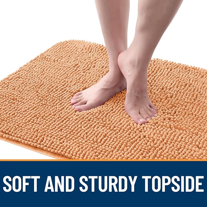 OLANLY Dog Door Mat for Muddy Paws 70x35, Absorbs Moisture and Dirt, Absorbent Non-Slip Washable Doormat, Quick Dry Chenille Mud Mat for Dogs, Entry Indoor Entryway Carpet for Inside Floor, Orange