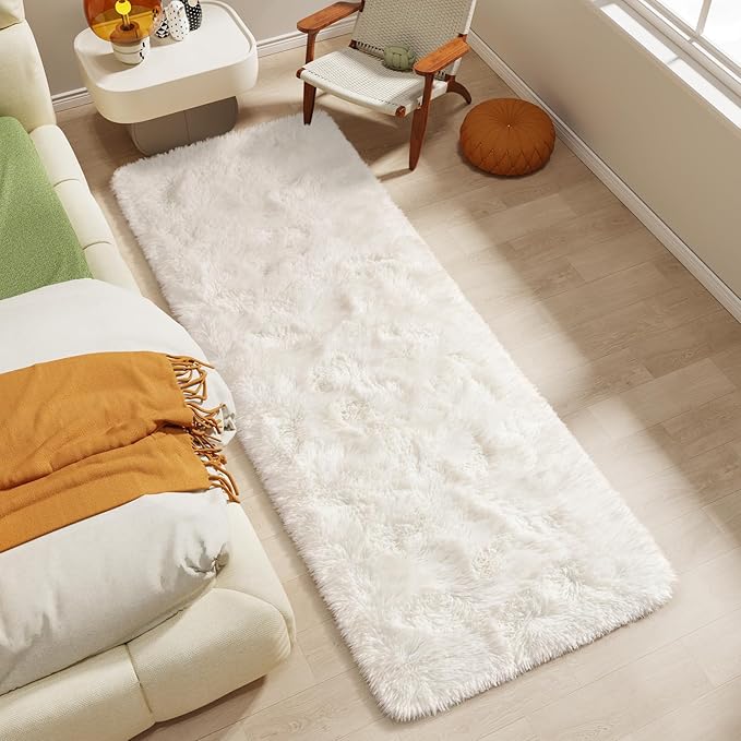 LOCHAS Ultra Soft Indoor Modern Area Rugs 2x6, Fluffy Living Room Carpets for Children Bedroom Home Decor Nursery Rug, Cream