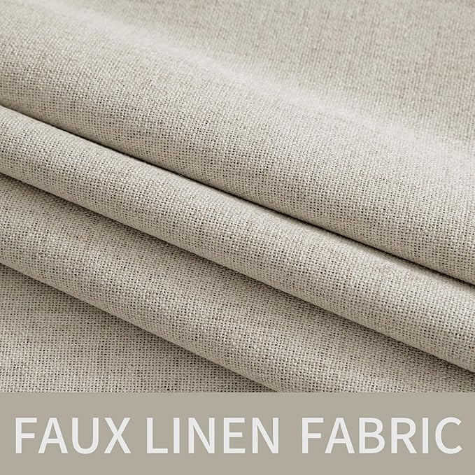 MIULEE Linen Curtains for Bedroom 100% Blackout Thermal Insulated Cobblestone Grommet Room Darkening Curtains & Drapes for Living Room Nursery 52 x 54 Inch (2 Panels)