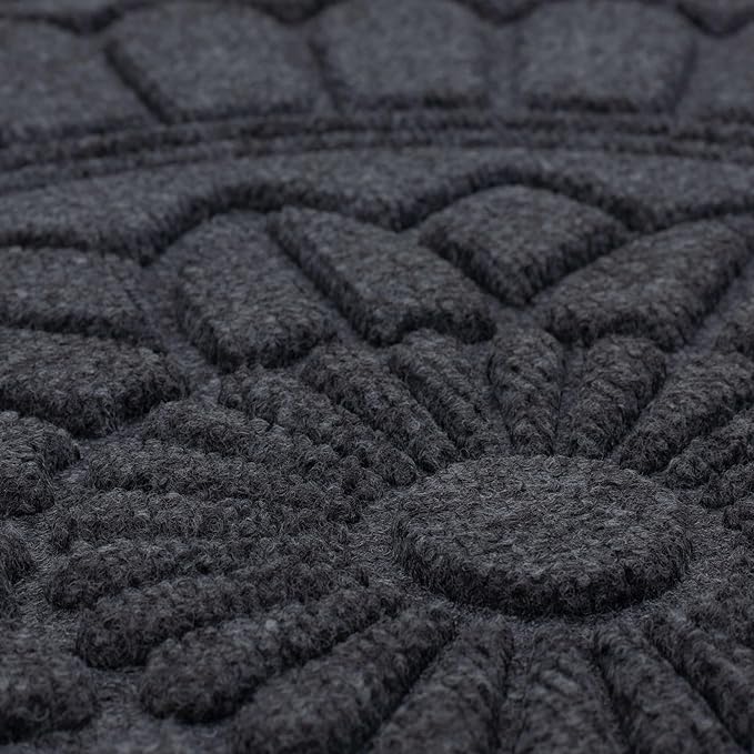 Mohawk Home Entryway Door Mat 2' X 3' All Weather Outdoor Non Slip Recycled Rubber Doormat, Rope Impressions Graphite