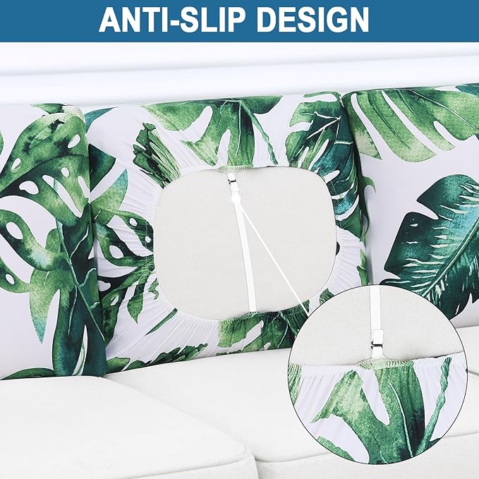 Smiry Printed Couch Cushion Covers, Stretch Soft Couch Covers for Sofa, Washable Non-Slip Sofa Slipcover Furniture Protector for Indoor and Outdoor (Backrest L, Green)