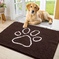 Smiry Dog Door Mat for Muddy Paws, Absorbent Dirt Trapper Non Slip Quick Dry Washable Chenille Mat for Mud Dogs, Entry Rug for Indoor and Outdoor (40x24 Inches, Brown and White)