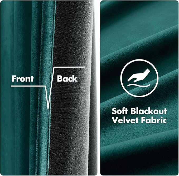 MIULEE Christmas Dark Green Velvet Curtains Room Darkening Blackout Solid Soft Grommet Top Emerald Curtain Thermal Soundproof Curtains/Drapes/Panels for Living Room Bedroom 52 x 84 Inch 2 Panels