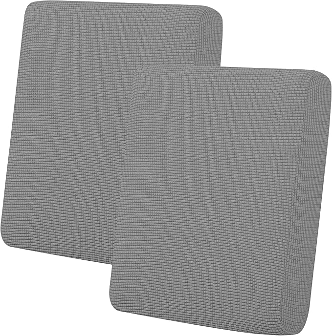 Easy-Going Stretch Individual Loveseat Couch Cushion Cover Sofa Cushion Furniture Protector Sofa slipcover Soft Flexibility with Elastic Bottom (2-Piece Loveseat Cushion Cover, Light Gray)