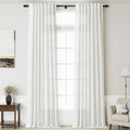 Linen Off White Curtains 144 inch Extra Long for Living Room Back Tab Light Filtering Semi Sheer Drapes Modern Farmhouse Coastal White Cotton Textured Curtain for Floor to Ceiling Window 12 FT