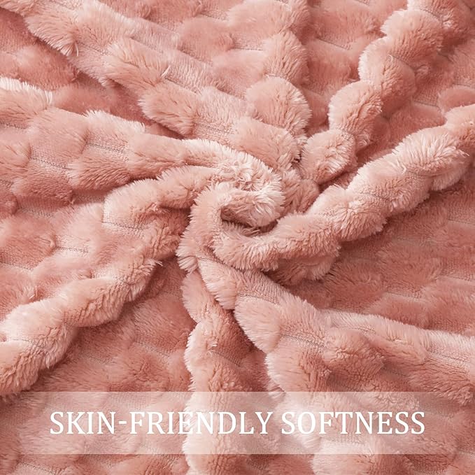 Exclusivo Mezcla Fleece Twin Blanket for Bed, Extra Large Fuzzy Dusty Pink Bed Blankets, Soft Cozy Plush Sofa Throws for All Seasons, 60x80 Inches