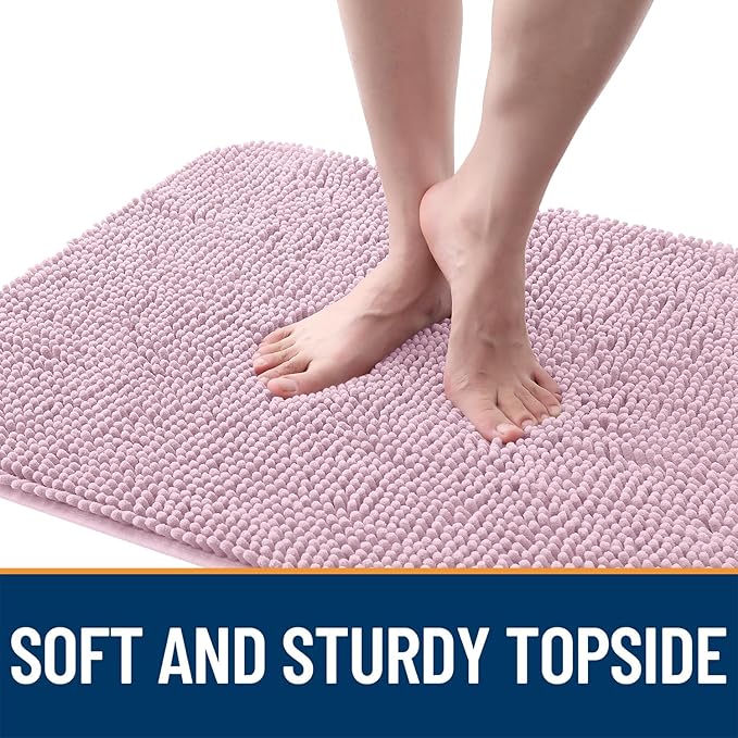 OLANLY Dog Door Mat for Muddy Paws 35x24, Absorbs Moisture and Dirt, Absorbent Non-Slip Washable Doormat, Quick Dry Chenille Mud Mat for Dogs, Entry Indoor Entryway Carpet for Inside Floor, Dusty Rose