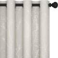 Deconovo Living Room Curtains, Room Darkening Curtain, Thermal Insulated Soundproof Drapes, Silver Branch Print, 52 x 95 Inch Long, Machine Washable Window Panels for Bedroom Office Nursery, Set of 2