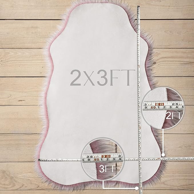 Ashler Faux Fur Rug - Fluffy Shaggy Area Rug, Ultra Soft 3 x 3 Feet Round, Frosted Bottom Gray Fuzzy Rug, Machine Washable, Nursery Decor Throw Rugs for Bedroom, Kids Room, Living Room