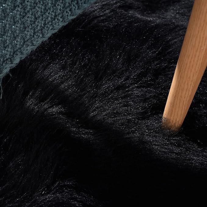 ORINOVA Black Round Rugs 6ft Fluffy Washable Faux Sheepskin Shaggy Fur Rugs for Bedroom Plush Shag Rug for Living Room Nursery Large Circle Rug