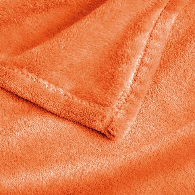BEDELITE Big Fleece Blanket - 120" x 120" (10' x 10'), Super Soft Fluffy Fuzzy Oversized King Blanket for Bed, Couch, Sofa, Camping, Fits Whole Family, Orange