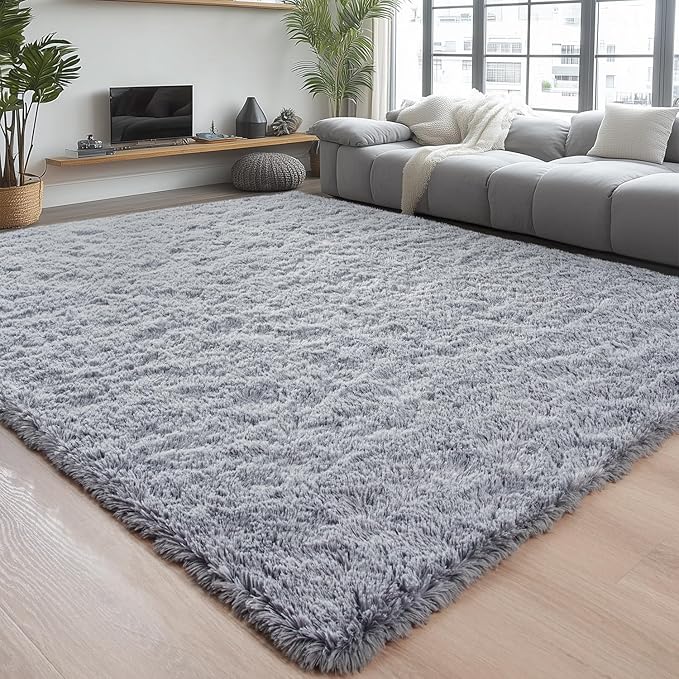 Chicrug Soft Area Rugs for Bedroom Living Room Plush Fluffy Rug 3x5 Feet, Shag Furry Area Rug Carpet Non Shedding for Nursery Children Kids Girls Room Home Decorative, Grey