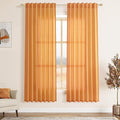 Nanspring Orange Linen Curtains for Bedroom Back Tab Light Filtering Privacy Sheer Curtains Modern Farmhouse Decor Linen Blend Textured Gauze Curtain for Living Room 2 Panels Set 52x72