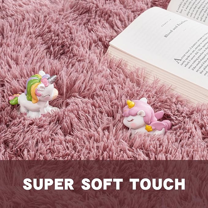 Rugs for Living Room 6x9, Soft Shaggy Modern Shag Area Rug for Bedroom, Upgrade Non-Slip Plush Fluffy Carpet for Kids Boys Girls Room Home Decor Aesthetic, Blush
