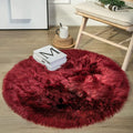 Ashler faux fur rug, Fluffy Shaggy Area Rug Ultra Soft 3 x 3 Feet Round Fur Rug, Deep Red Fuzzy Rug Machine Washable Shag Rug, Nursery Decor Throw Rugs for Bedroom, kids room, Living Room