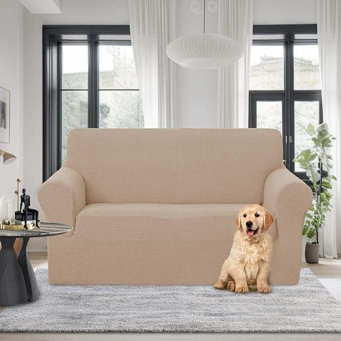 U-NICE HOME Loveseat Cover Stretch Couch Cover Sofa Cover Sofa Slipcover Furniture Protector for 2 Cushion Couch Sofa Pet Friendly(Loveseat, Camel)