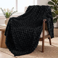Exclusivo Mezcla Fleece Throw Blanket for Couch, Extra Large Fuzzy Black Bed Blankets, Soft Cozy Plush Sofa Throws for All Seasons, 50x70 Inches