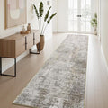 AMOAMI 2 x 10 Hallway Runner Rug Non Slip Super Soft Long Runner Rugs Machine Washable Low Pile Modern Abstract Runners for Hallways for Bedroom Laundry Room Kitchen, Beige