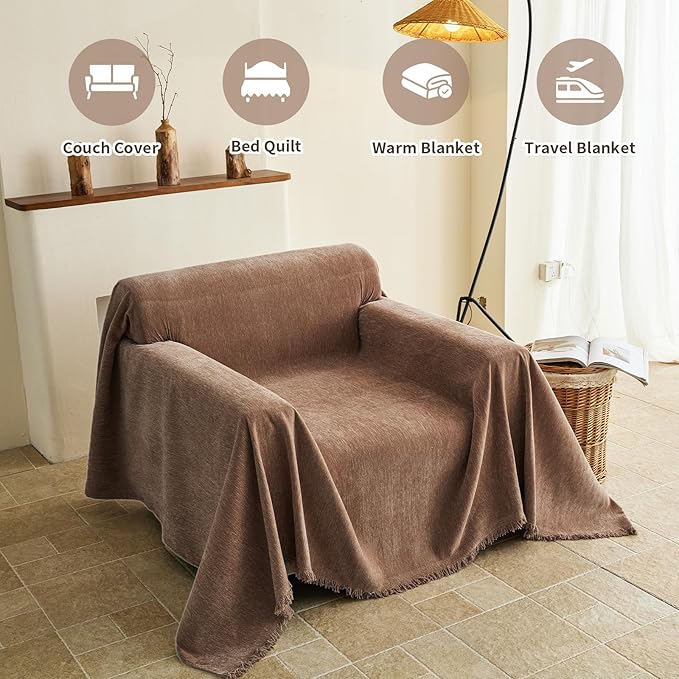 Armchair Couch Cover for Dogs 1 Cushion, Washable Recliner Covers Sofa Protector, Oversized Single Chair Covers, Accent Chair Couch Slipcovers, Pet Couch Cover Blanket Throws(71"x91", Coffee)
