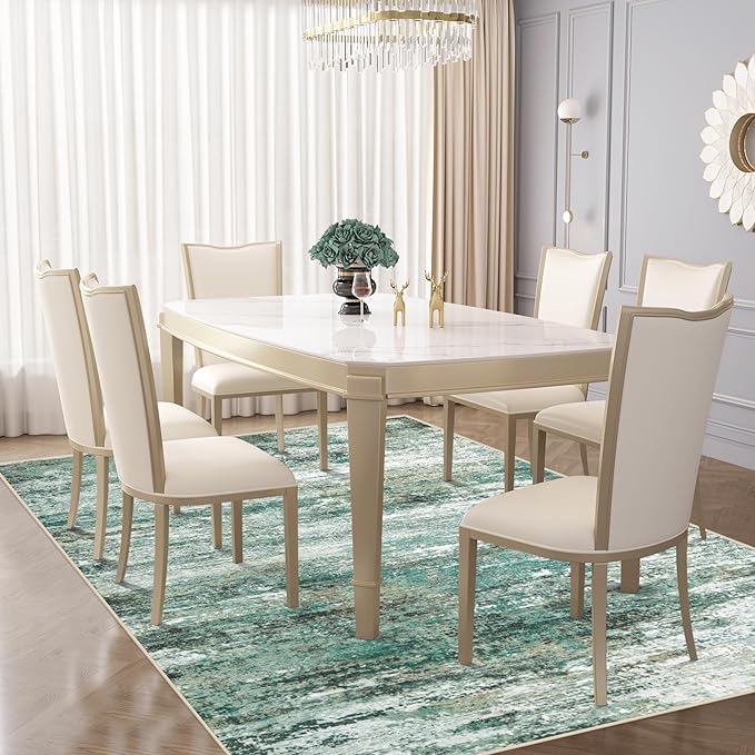 5x7 Area Rugs for Living Room, Washable Modern Abstract Large Area Rug Neutral Soft Non Slip Kids Rug Stain Resistant Indoor Carpet for Bedroom Nursery Dining Room Playroom(Green, 5'x7')