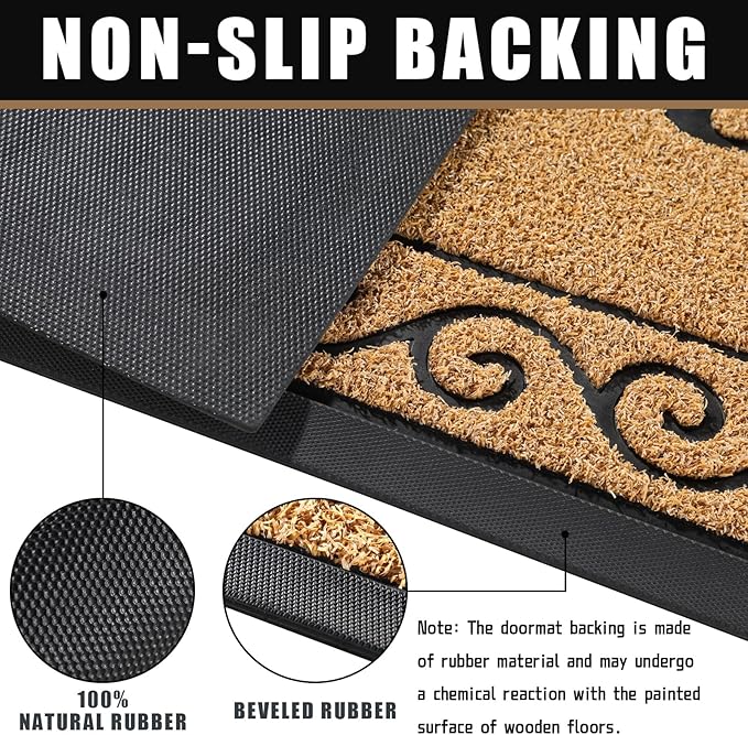 Yimobra Welcome Mats for Front Door 29.5x17, Heavy Duty Waterproof Outdoor Door Mat Outside Entrance, Non-Slip Low Profile Indoor Entryway Mat for Garage Patio, Yellow