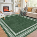 OPPODREAM Border Soft Area Rugs 6x9, Washable Green Rug with Non Slip Backing, 6 x 9 Faux Cashmere Low-Pile 6x9 Carpet
