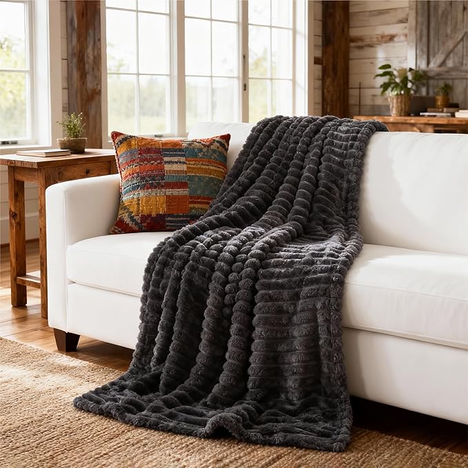 Bedsure GentleSoft Grey Fleece Twin Blanket for Couch -Cozy Soft Blankets for Women, Cute Small Throws for Girls, 60x80 Inches