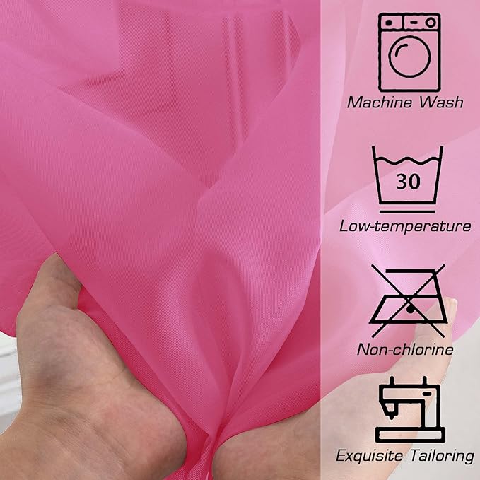 OWENIE Sheer Hot Pink Curtains for Bedroom Living Room 78 Inches Long 2 Panels Set, Soft Solid Light Filtering Sheer Curtain Rod Pocket Clear Drapes for Window Sliding Door, Hot Pink, 42 x 78 Inch