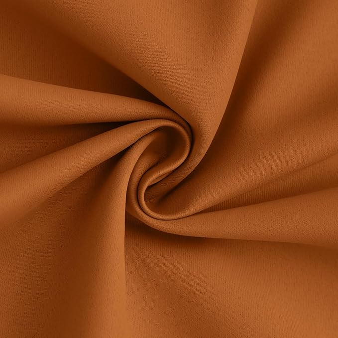 Yakamok 100% Blackout Curtain Panels 63 inches Cold and Light Blocking Drapes for Nursery, 2 Thick Layers Thermal Insulated Draperies (2 Pieces, 50 Wide Each Panel, Burnt Orange/White Backing)