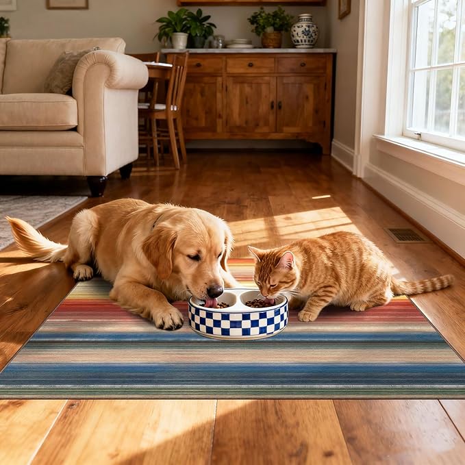 Front Door Mat Outside Entrance - 2x3 Ombre Non-Slip Washable Doormat Indoor Outdoor Mat Rust Blue Modern Rainbow Entry Rug Small Throw Rugs for Entryway Bedroom Kitchen Front Porch Decor