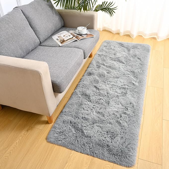 LOCHAS Ultra Soft Indoor Modern Area Rugs Fluffy Living Room Carpets for Children Bedroom Home Decor Nursery Rug 2x4 Feet, Gray