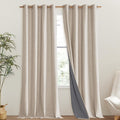 NICETOWN 100% Blackout Cream Linen Curtains 95 inches Length for Dining Room, 2 Panels Set, 52" Wide, Farmhouse Style Room Cooling Window Draperies with Thermal Insulated Liners