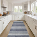 Nakagishi Area Rug Living Room Rugs: 3X8 Machine Washable Boho Large Neutral Farmhouse Stain Resistant Moroccan Indoor Floor Carpet for Bedroom Nursery Dorm Dining Room Home-Denim Blue