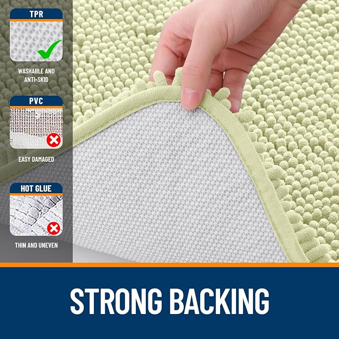 OLANLY Bathroom Rugs 36x24, Extra Soft Absorbent Chenille Bath Rugs, Rubber - Image 6