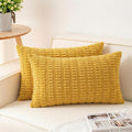 Pack of 2 Corduroy Decorative Throw Pillow Covers 12x24 Inch Soft Striped Pillow Covers Modern Farmhouse Home Decor for Sofa Living Room Couch Bed（Yellow）