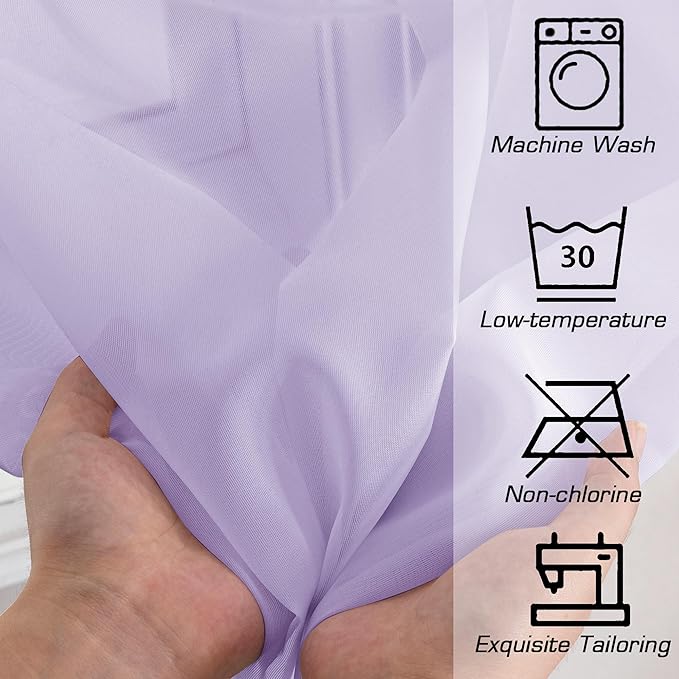 OWENIE Sheer Curtains 78 inches Long for Bedroom Living Room 2 Panels Set, Rod Pocket Soft Light Filtering Privacy Fimly Sheer Curtains & Drapes, Solid Purple Window Treatments, 42Wx78L