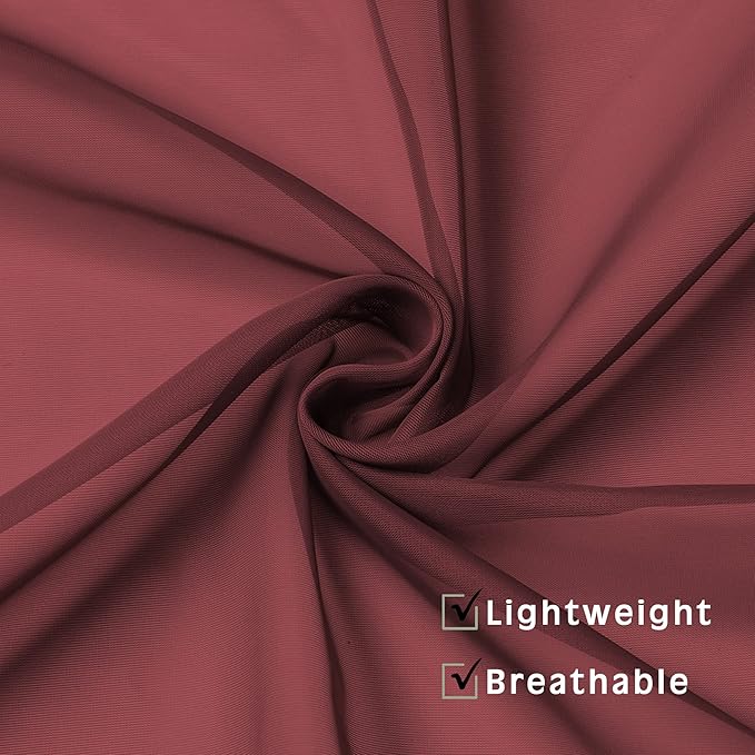 OWENIE Sheer Curtains, Sheer Curtains 63 inch Length 2 Panels Set, Rod Pocket Voile Fimly Sheer Drapes for Living Room/Bedroom, 2pcs, Each 42" W x 63" L, Burgundy