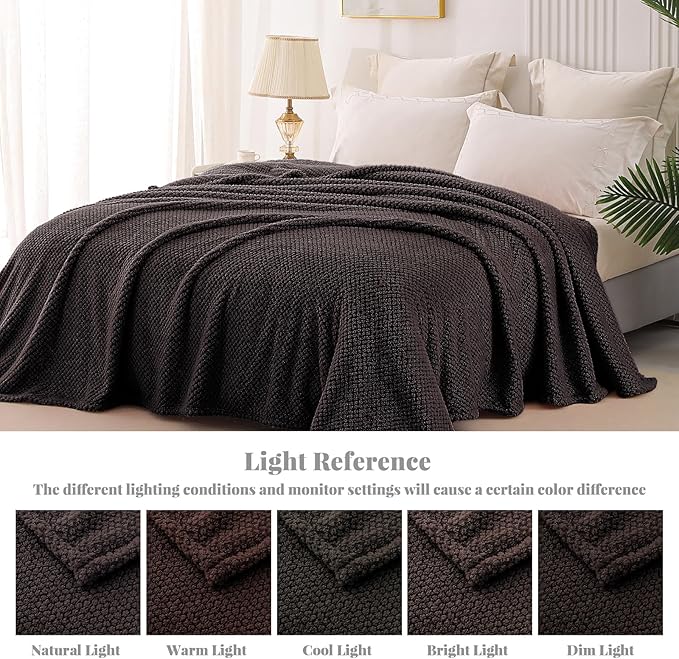 Whale Flotilla Extra Large Fuzzy Fleece Throw Blanket for Couch, 50x70 Inch Fluffy Warm Soft Jacquard Blankets for All Season, Lightweight and Cozy, Coffee