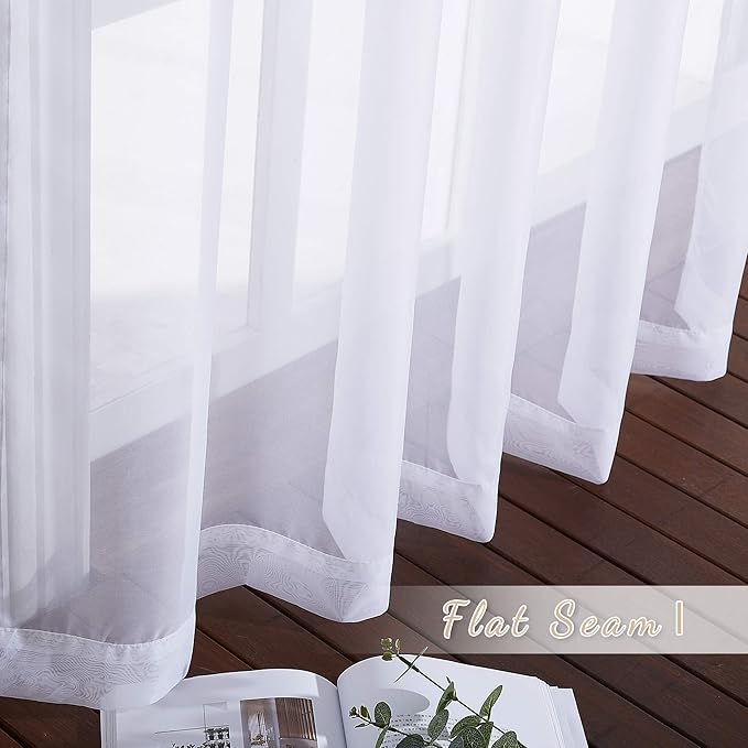 NICETOWN Sheer Curtains 63 inch Length - Grommet Living Room Curtain Panels Voile Textured Soft and Lightweight Window Treatments for Bedroom Decor, W37 x L63, 2 Pieces