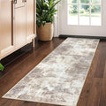 IOHOUZE Abstract Runner Rug 2x5 Ft Washable Runners for Hallways, Non Slip Kitchen Runner Printed Faux Wool Entryway Runner Indoor, Modern Abstract Floor Carpet for Hall Kitchen Bedroom, Beige Brown