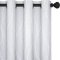 Deconovo Greyish White Curtains, Light Darkening Curtain, Thermal Insulated Noise Reducing Drapes, Silver Print, 52 x 95 Inch Long, Grommet Window Panels for Living Room Bedroom Patio Door, Set of 2