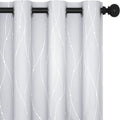 Deconovo Kitchen Curtains, Room Darkening Drapes, Thermal Insulated Soundproof Grommet Drape, Silver Wave Dots Print, 52 x 54 Inch, Machine Washable Window Panels for Small Windows Nursery, Set of 2