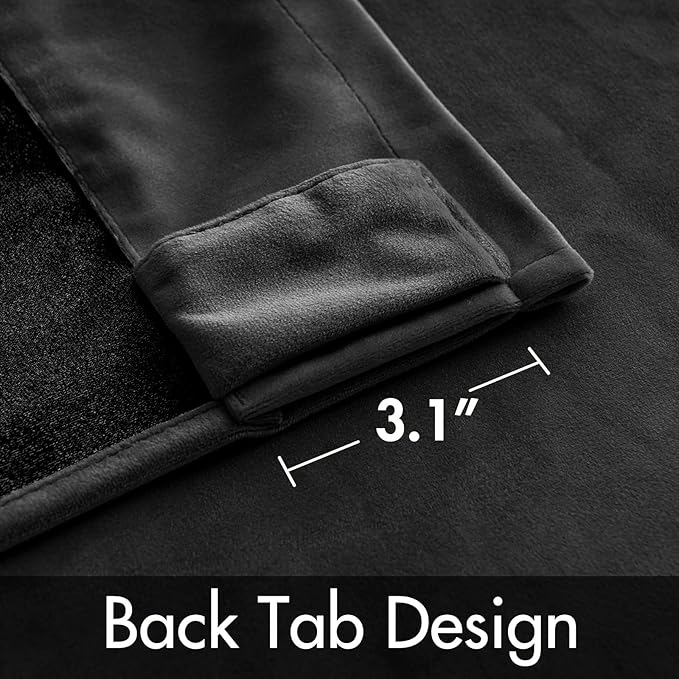 MIULEE Black Velvet Curtains 90 inches 2 Panels - Luxury Blackout Curtains for Bedroom Living Room Thermal Insulated Super Soft Window Drapes Rod Pocket & Back Tab Halloween Decor, W 52 x L 90 inch
