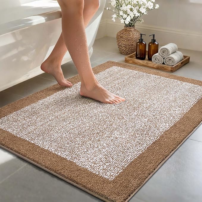 48x32 Large Bathroom Rugs Washable Non Slip, Coffee Bath Mat for Bathroom Floor Tub, Soft Absorbent Quick Dry Mats for Shower, Bathtub,Home Decor