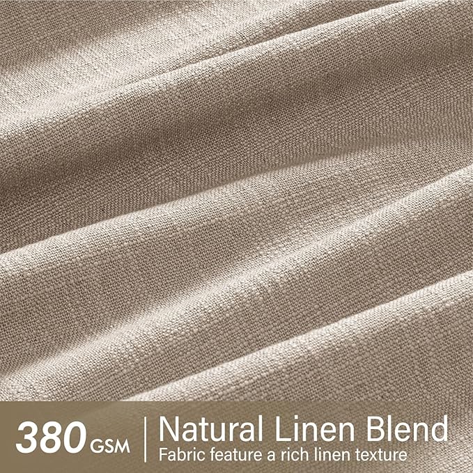 MIULEE Pinch Pleated Linen Curtains 96 Inches Long 2 Panels for Living Room Bedroom, Linen Texture Memory Trained Drapes Pinch Pleat Back Tab Rustic Farmhouse Window Curtains with Hooks&Rings, Taupe